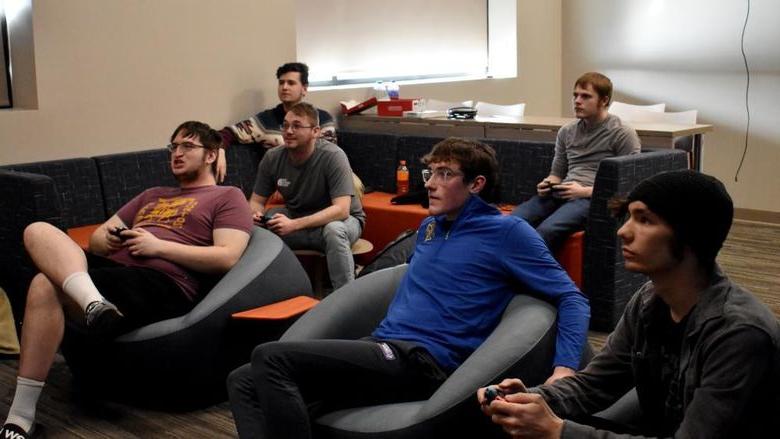 Students taking part in the first esports game night in the gaming lounge in the PAW Center on campus at Penn State DuBois